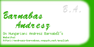 barnabas andresz business card